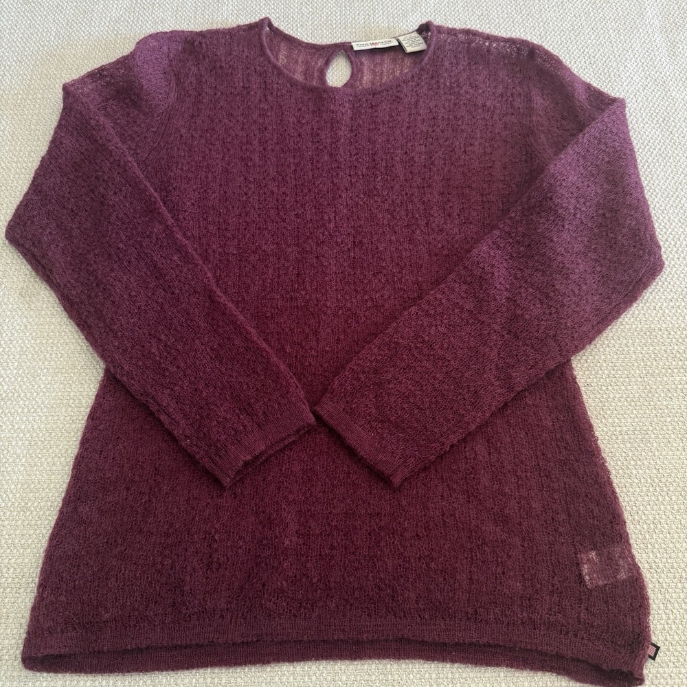 Womens Ralph Lauren Polo Jeans Co. Sweater Burgundy Size M Mohair Blend Preppy - Picture 10 of 12